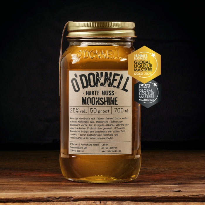 O’Donnell Moonshine - Harte Nuss Likör 700ml - The Spirits Business "Global Liqueur Masters" Gold und Master Abzeichen