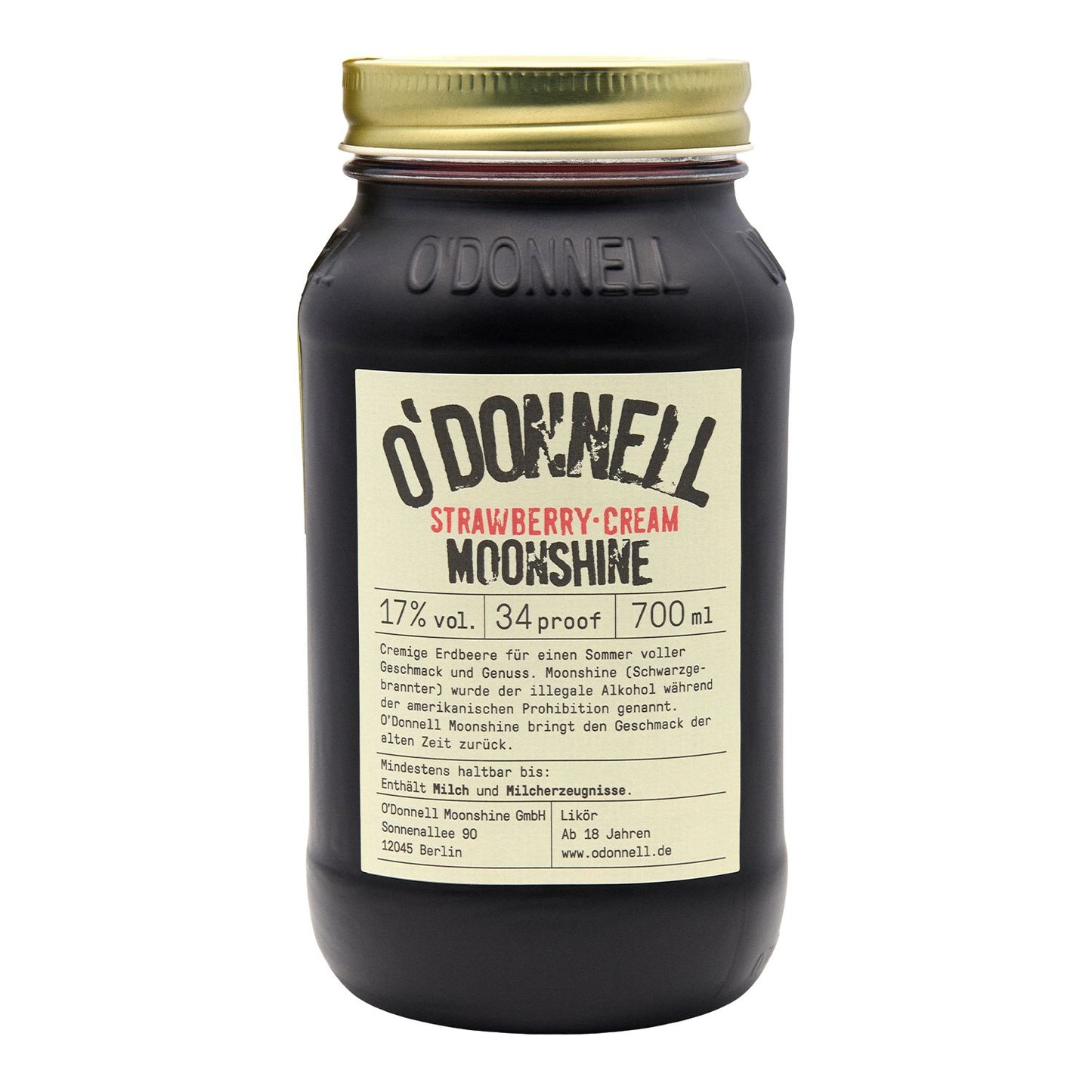 O’Donnell Strawberry-Cream 700 ml Flasche vor weißem Hintergrund