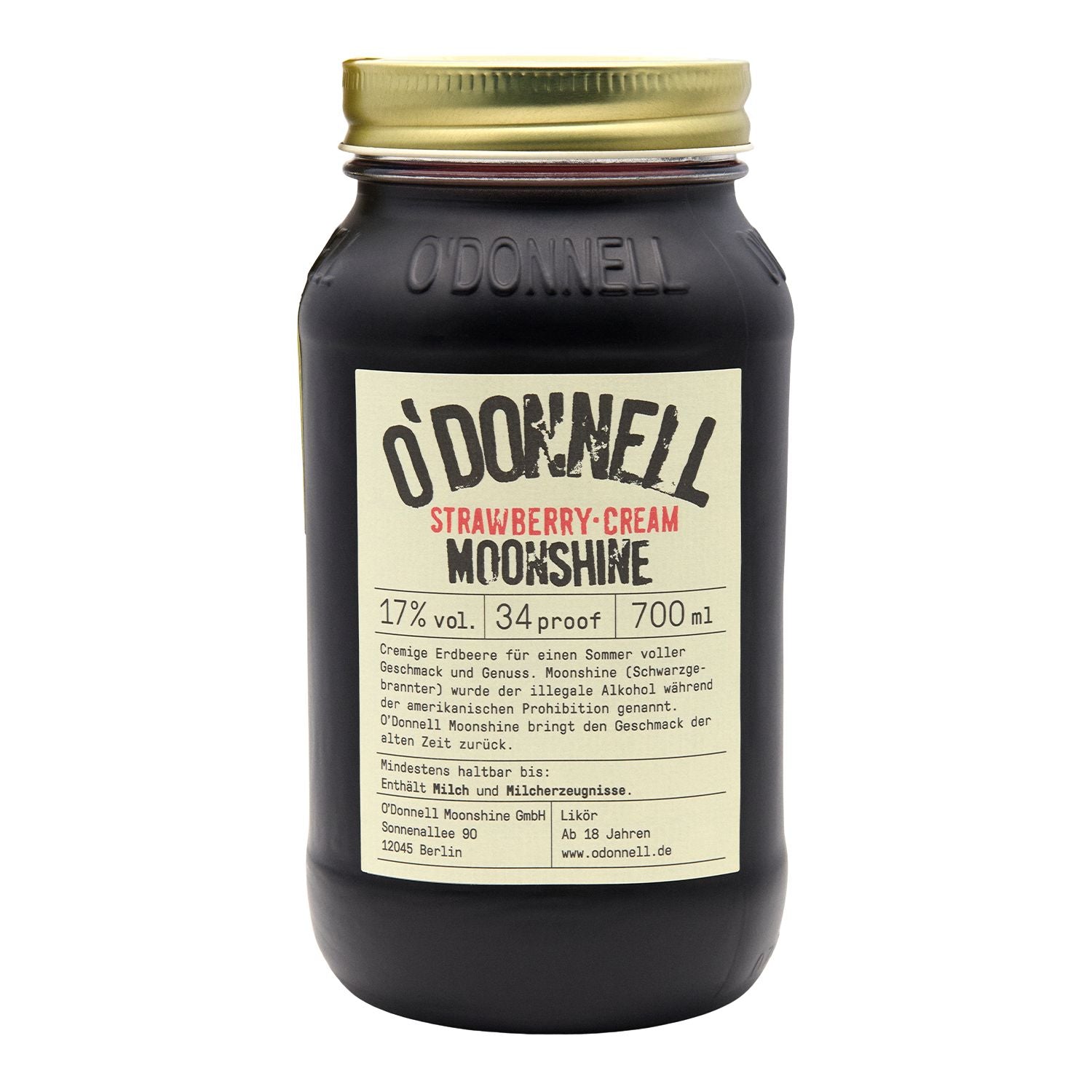 O’Donnell Strawberry-Cream 700 ml Flasche vor weißem Hintergrund