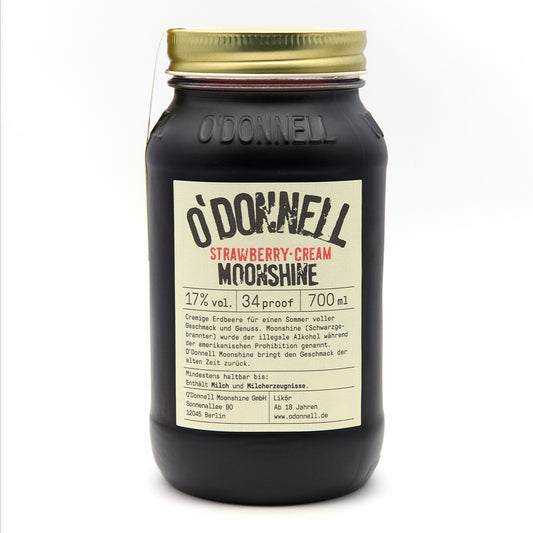 O'Donnell Strawberry-Cream 700ml Moonshine auf weißem Hintergrund
