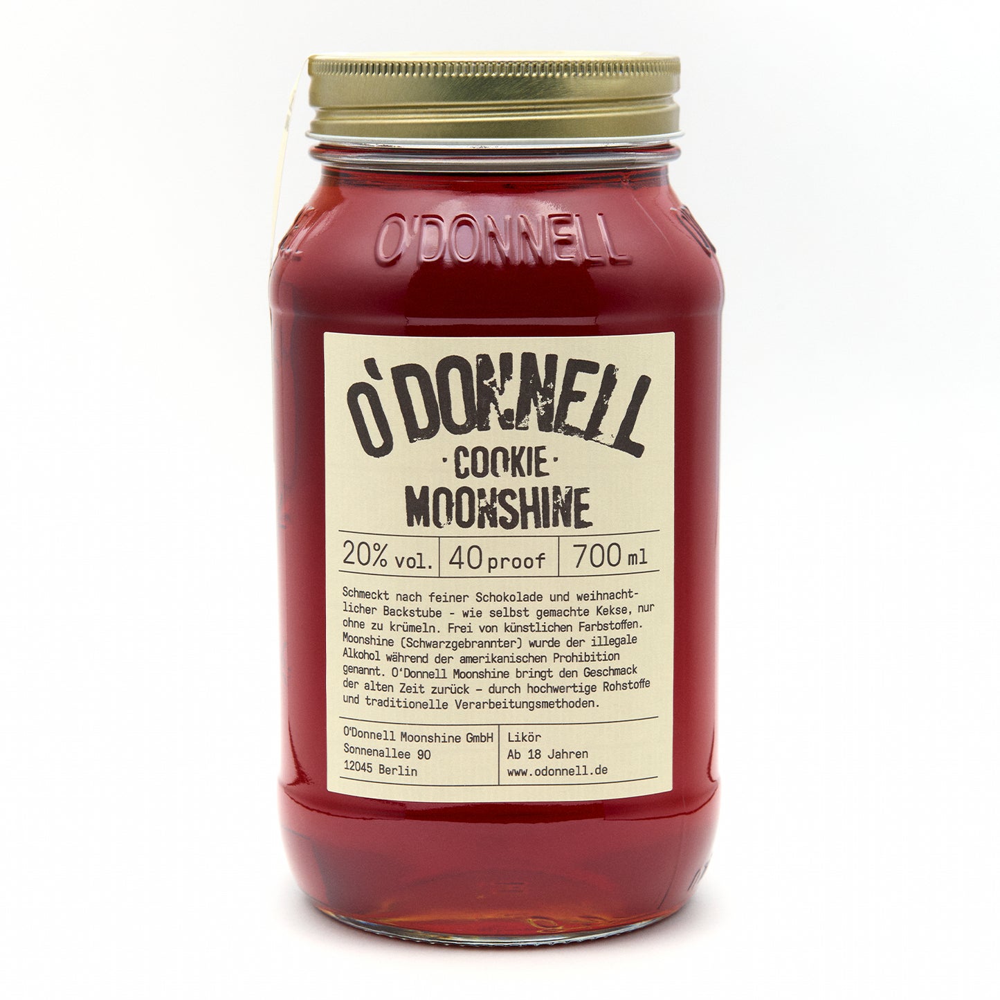O'Donnell Cookie 700ml Moonshine auf weißem Hintergrund