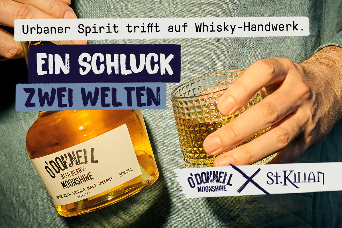 O'Donnell Blueberry Moonshine, O'Donnell und St.Kilian, hergestellt mit Single Malt Whisky
