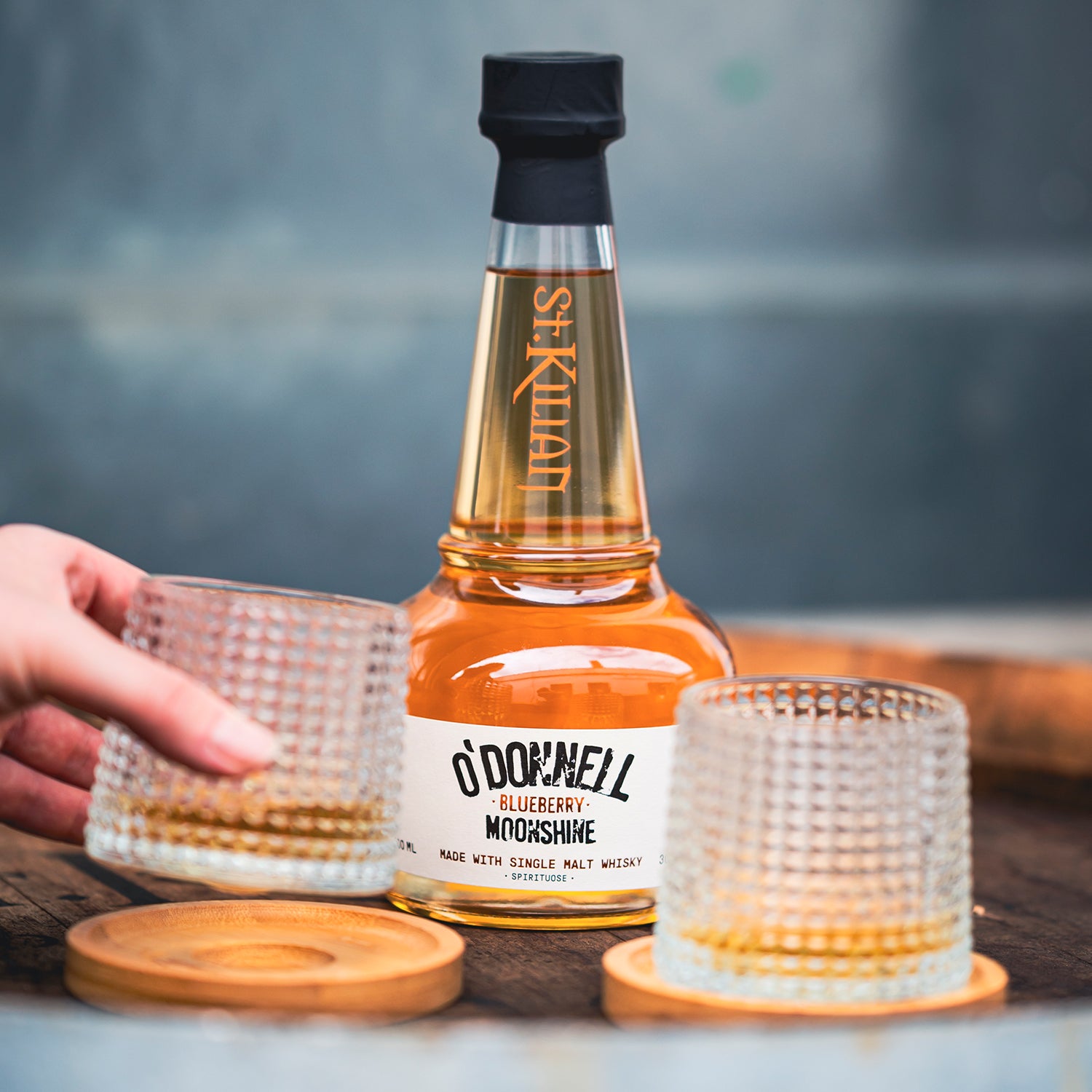 O'Donnell Blueberry Moonshine, O'Donnell und St.Kilian, hergestellt mit Single Malt Whisky