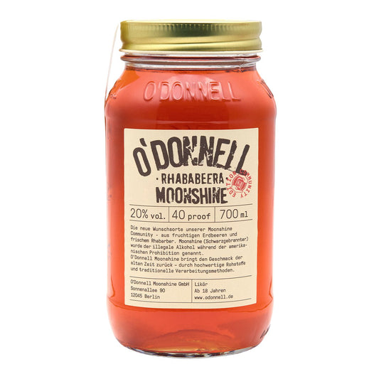O'Donnell Rhababeera 700ml Moonshine auf weißem Hintergrund