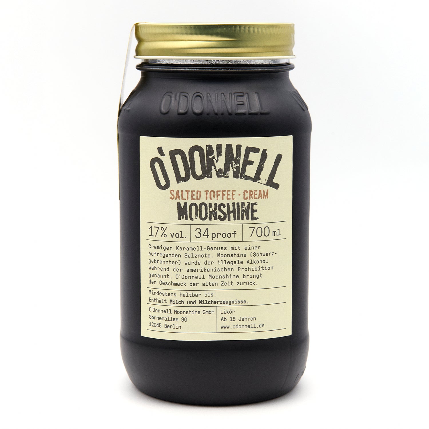 O'Donnell Salted Toffee Cream 700ml Moonshine auf weißem Hintergrund