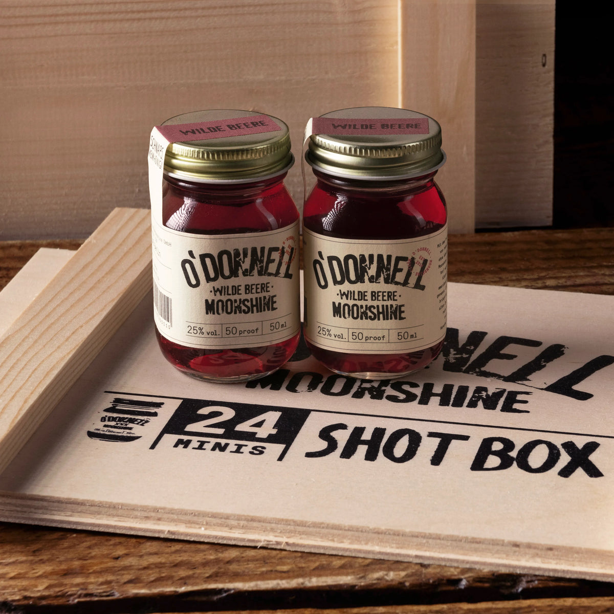 O'Donnell Moonshine 24er Mini Jar Box, Sorte Wilde Beere 50ml.