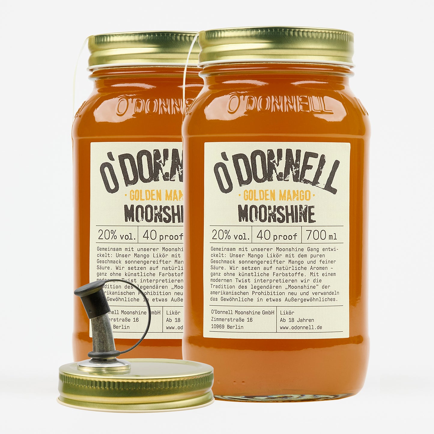Das Produktbild des 2er Bundle vom O'Donnell Moonshine Golden Mango Likör.