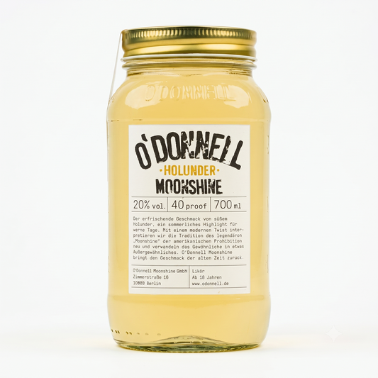 Das Produktbild des O'Donnell Moonshine 700ml Holunder Mason Jar mit 20% vol.