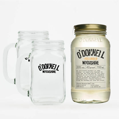 O'Donnell Moonshine Holunder mit zwei Henkelgläsern