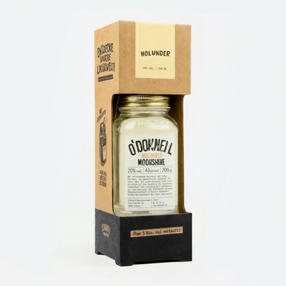 Das Produktbild des O'Donnell Moonshine 700ml Holunder Mason Jar im Starter Set mit 20% vol.