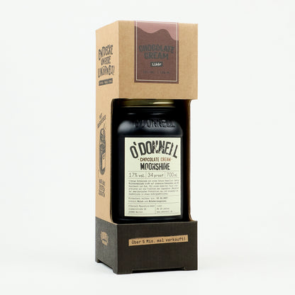 Der O'Donnell Moonshine Chocolate Cream 700ml Jar im Starter Set mit einem Ausgießer