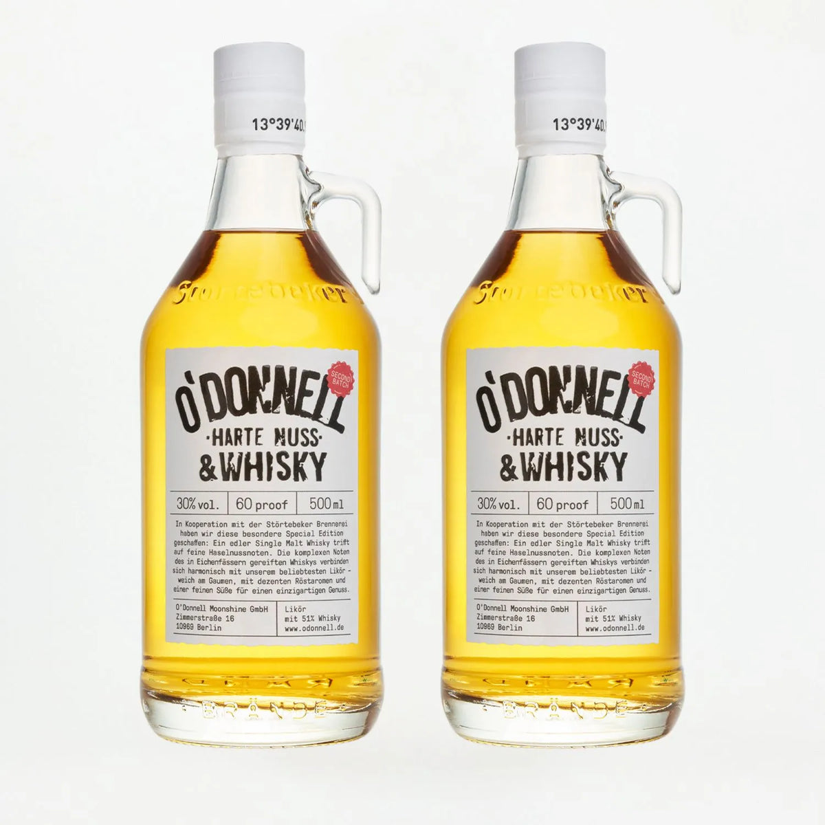 Der O'Donnell Moonshine Whisky x Harte Nuss Likör im Bundle mit 2x 500ml Sonder-Jar.