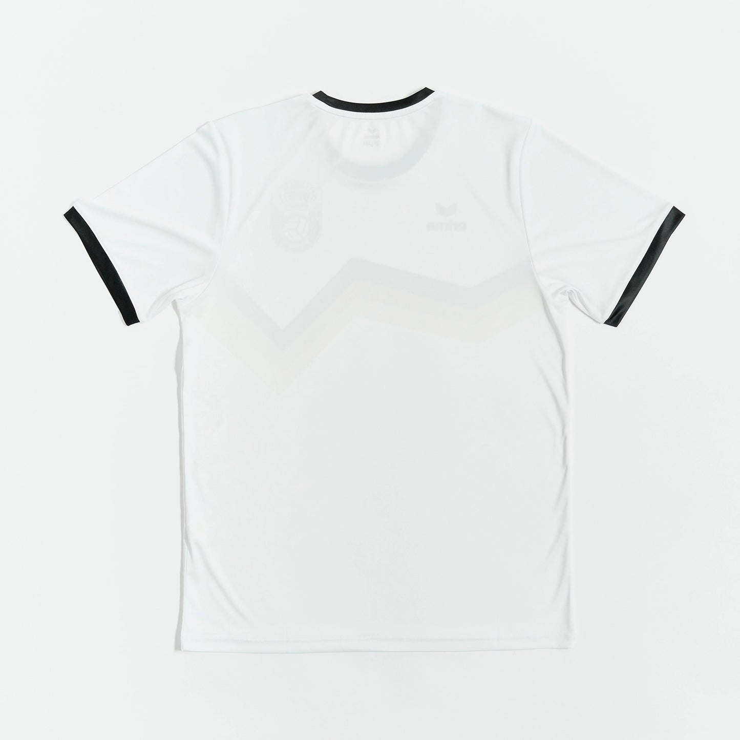 O'Donnell Moonshine WM 2026 Trikot – Rückansicht, weißes Fußballtrikot mit schwarzen Ärmelbündchen und Rundhalsausschnitt, freigestellt