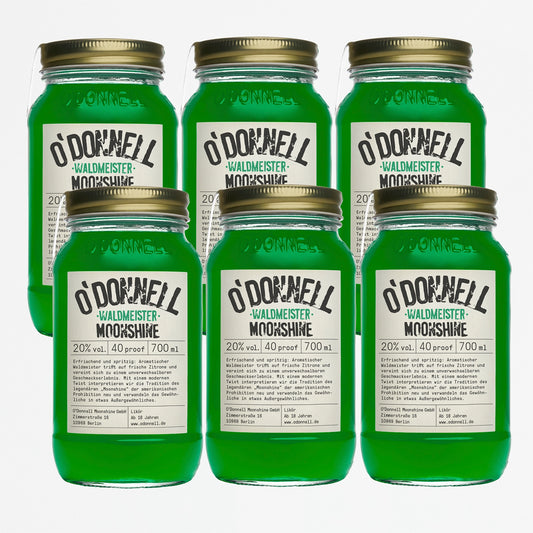 Der O'Donnell Moonshine Waldmeister Likör im 6er Bundle.