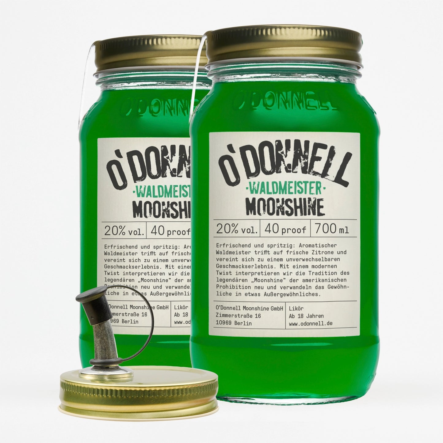 Das O'Donnell Moonshine Waldmeister Likör im Duo Bundle.