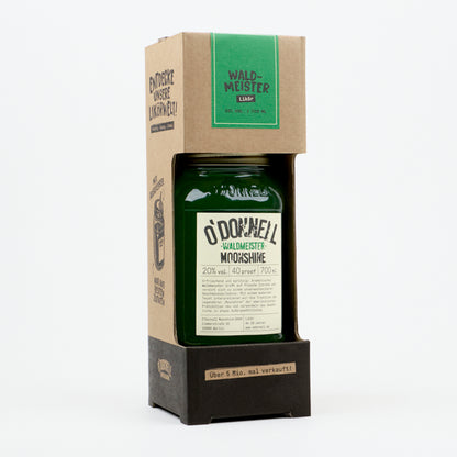 Das Produktbild des O'Donnell Moonshine 700ml Waldmeister Mason Jar im Starter Set mit 20% vol.