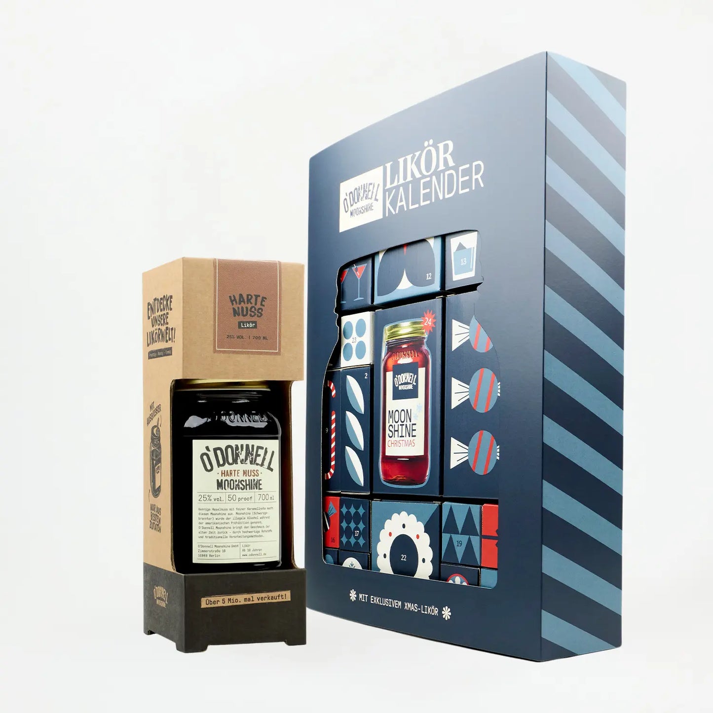 O'Donnell Moonshine Starter Bundle mit dem Adventskalender und dem Harte Nuss Starter-Set.
